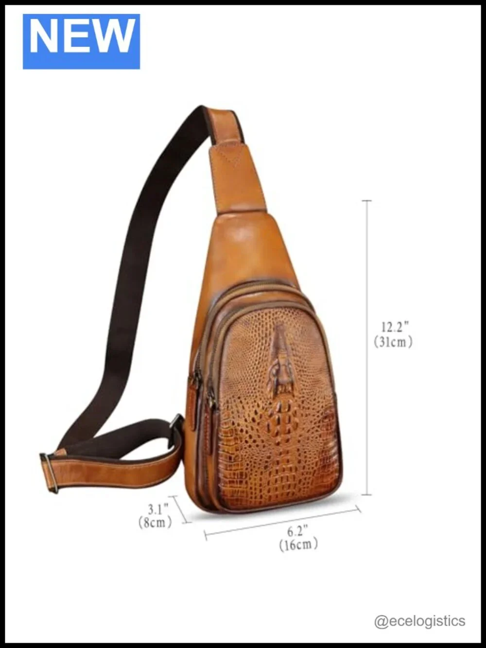 Genuine Leather Sling Backpack Crossbody Chest Purse Shoulder Bag